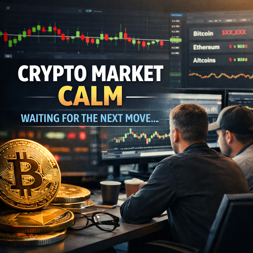 crypto market calm today with traders watching charts and waiting for next move